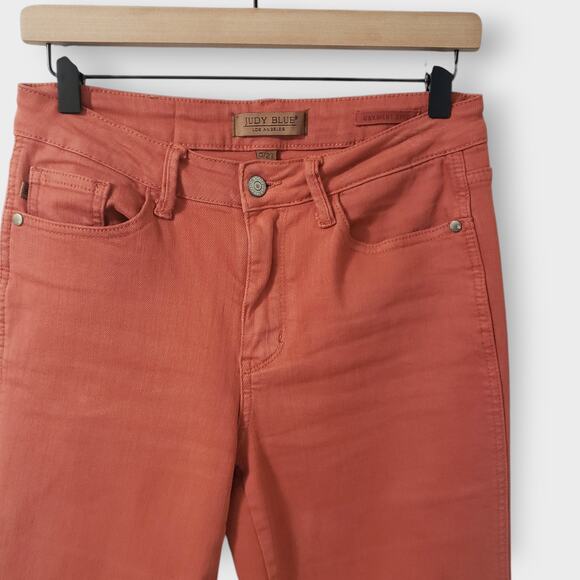 Judy Blue Terracotta Mid Rise Slim Bootcut Jean Sz 5/27 Orange Garment Dyed - Picture 4 of 12